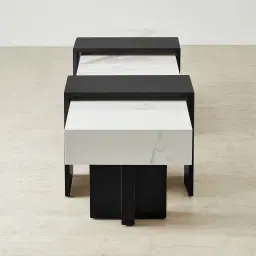 Grayson Matte Black Entertainment Unit with Statuario White Sintered Stone Top