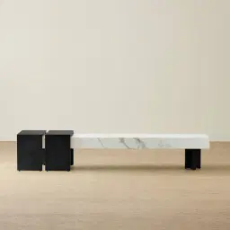 Grayson Matte Black Entertainment Unit with Statuario White Sintered Stone Top