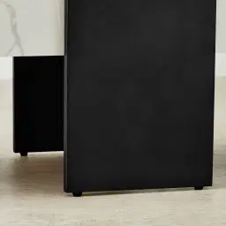 Grayson Matte Black Entertainment Unit with Statuario White Sintered Stone Top