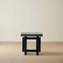 Grayson Matte Black Side Table with Emerald Green Sintered Stone Top