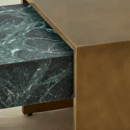 Grayson Brushed Bronze Entertainment Unit with Emerald Green Sintered Stone Top