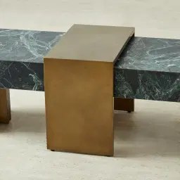 Grayson Brushed Bronze Entertainment Unit with Emerald Green Sintered Stone Top