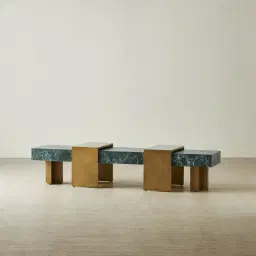 Grayson Brushed Bronze Entertainment Unit with Emerald Green Sintered Stone Top