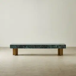 Grayson Brushed Bronze Entertainment Unit with Emerald Green Sintered Stone Top