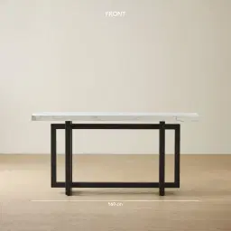 Grayson Matte Black Console Table with Statuario White Sintered Stone Top