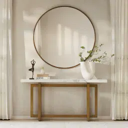 Grayson Matte Black Console Table with Statuario White Sintered Stone Top