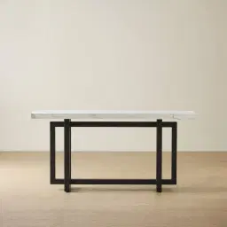 Grayson Matte Black Console Table with Statuario White Sintered Stone Top