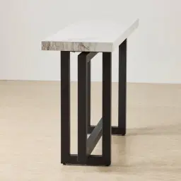 Grayson Matte Black Console Table with Statuario White Sintered Stone Top