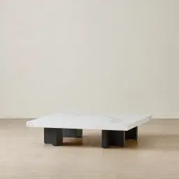 Grayson Matte Black 26cm Low Coffee Table with Statuario White Sintered Stone Top