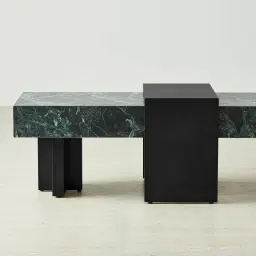 Grayson Matte Black Entertainment Unit with Emerald Green Sintered Stone Top