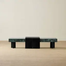 Grayson Matte Black Entertainment Unit with Emerald Green Sintered Stone Top