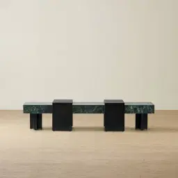 Grayson Matte Black Entertainment Unit with Emerald Green Sintered Stone Top