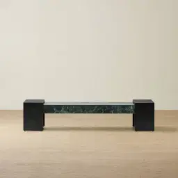 Grayson Matte Black Entertainment Unit with Emerald Green Sintered Stone Top