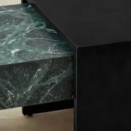 Grayson Matte Black Entertainment Unit with Emerald Green Sintered Stone Top