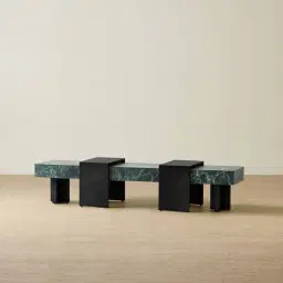 Grayson Matte Black Entertainment Unit with Emerald Green Sintered Stone Top