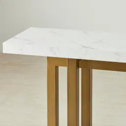 Grayson Brushed Bronze Console Table with Statuario White Sintered Stone Top