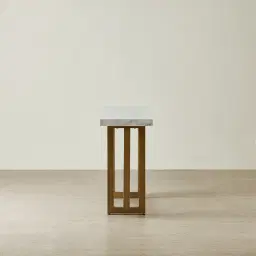 Grayson Brushed Bronze Console Table with Statuario White Sintered Stone Top