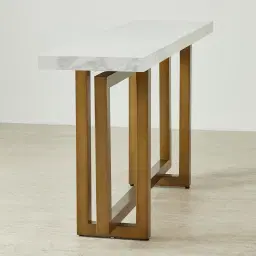 Grayson Brushed Bronze Console Table with Statuario White Sintered Stone Top
