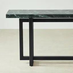 Grayson Matte Black Console Table with Emerald Green Sintered Stone Top