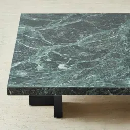 Grayson Matte Black 26cm Low Coffee Table with Emerald Green Sintered Stone Top