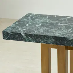 Grayson Brushed Bronze Console Table with Emerald Green Sintered Stone Top