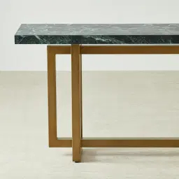 Grayson Brushed Bronze Console Table with Emerald Green Sintered Stone Top