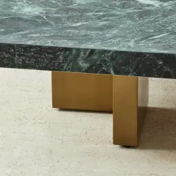 Grayson Brushed Bronze 26cm Low Coffee Table with Emerald Green Sintered Stone Top