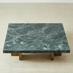 Grayson Brushed Bronze 26cm Low Coffee Table with Emerald Green Sintered Stone Top