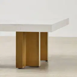 Grayson Brushed Bronze 33cm High Coffee Table with Statuario White Sintered Stone Top