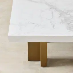 Grayson Brushed Bronze 33cm High Coffee Table with Statuario White Sintered Stone Top