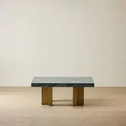 Grayson Brushed Bronze 33cm High Coffee Table with Emerald Green Sintered Stone Top