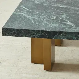 Grayson Brushed Bronze 33cm High Coffee Table with Emerald Green Sintered Stone Top