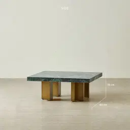 Grayson Brushed Bronze 33cm High Coffee Table with Matte Emerald Green Sintered Stone Top
