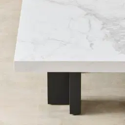 Grayson Matte Black 33cm High Coffee Table with Statuario White Sintered Stone Top