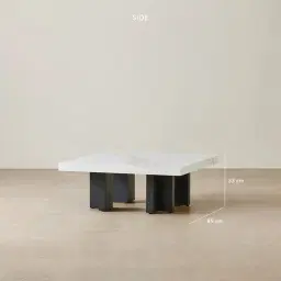 Grayson Matte Black 33cm High Coffee Table with Statuario White Sintered Stone Top