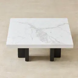 Grayson Matte Black 33cm High Coffee Table with Statuario White Sintered Stone Top