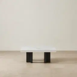 Grayson Matte Black 33cm High Coffee Table with Statuario White Sintered Stone Top