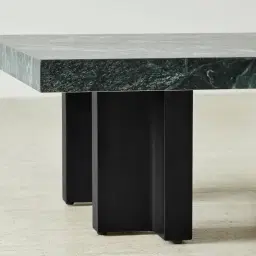Grayson Matte Black 33cm High Coffee Table with Emerald Green Sintered Stone Top