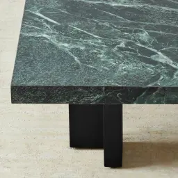 Grayson Matte Black 33cm High Coffee Table with Emerald Green Sintered Stone Top