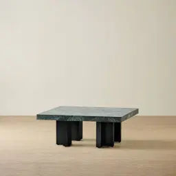 Grayson Matte Black 33cm High Coffee Table with Emerald Green Sintered Stone Top