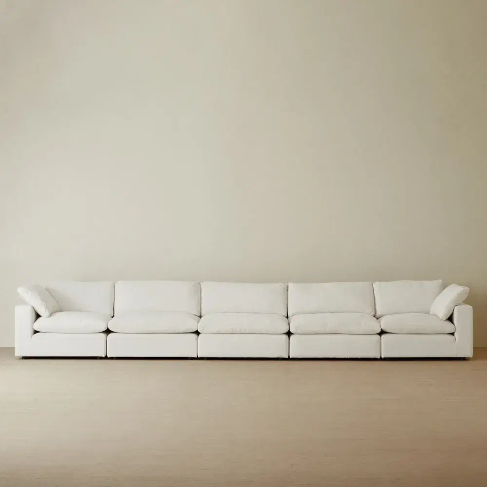 Elora II Arctic White 5 Pieces Modular Fabric Sofa