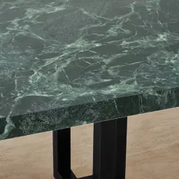 Grayson Matte Black Rectangular Dining Table with Glossy Emerald Green Sintered Stone Top - 240x105cm