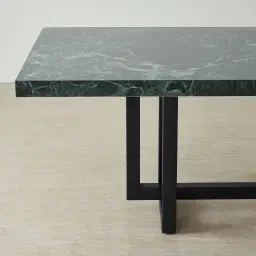 Grayson Matte Black Rectangular Dining Table with Glossy Emerald Green Sintered Stone Top - 240x105cm