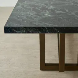 Grayson Brushed Bronze Rectangular Dining Table with Glossy Emerald Green Sintered Stone Top - 240x105cm