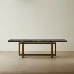 Grayson Brushed Bronze Rectangular Dining Table with Glossy Emerald Green Sintered Stone Top - 240x105cm