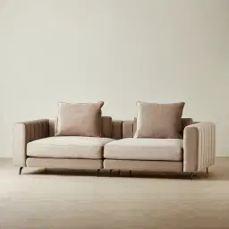 Jordan Beige Velvet 2 Pieces Modular Sofa
