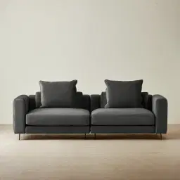 Jordan Charcoal Velvet 2 Pieces Modular Sofa
