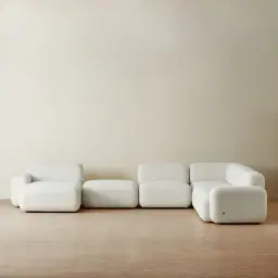 Capri Stone White Modular Corner Sofa - Left Chaise