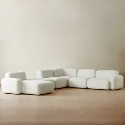 Capri Stone White Modular Corner Sofa - Left Chaise