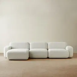 Capri Stone White 3 Pieces Modular Left Chaise Sofa